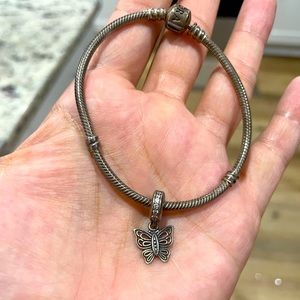 Pandora bracelet w/ butterfly charm